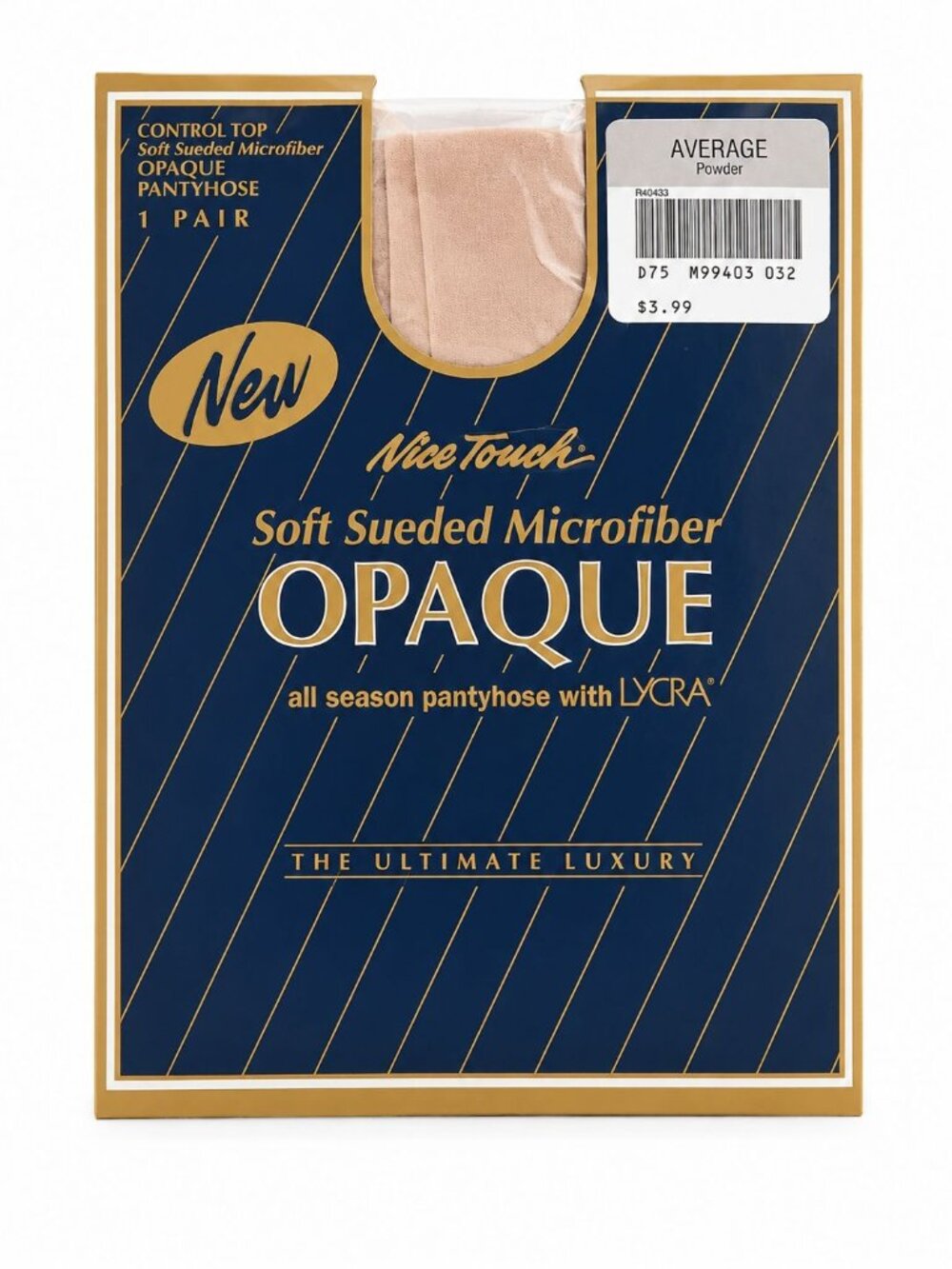 Nice Touch Soft Sueded Microfiber Opaque Control Top Pantyhose Size Average